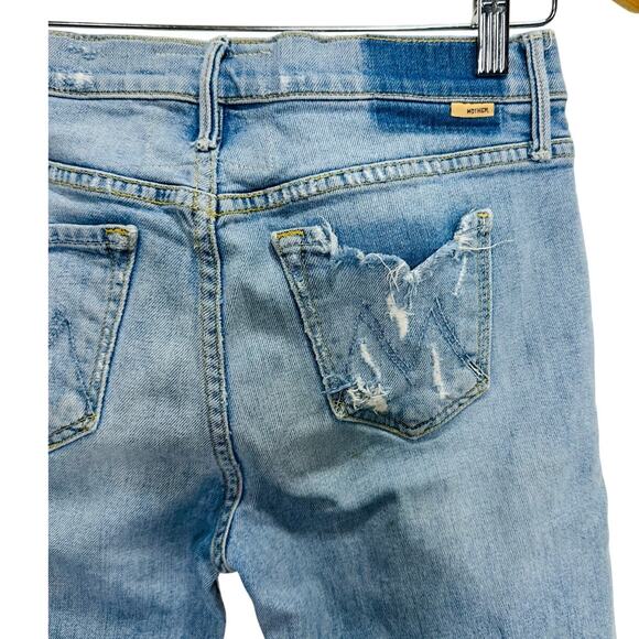 MOTHER The Sinner Distressed Cropped Jeans Thanks for Nothin Light Wash size 27 - Picture 9 of 11